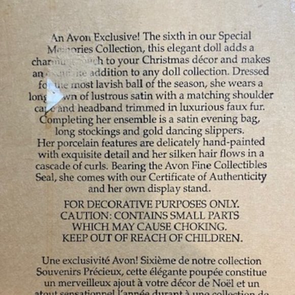 "JADE" Special Memories Holiday Porcelain Doll AVON - Picture 15 of 16